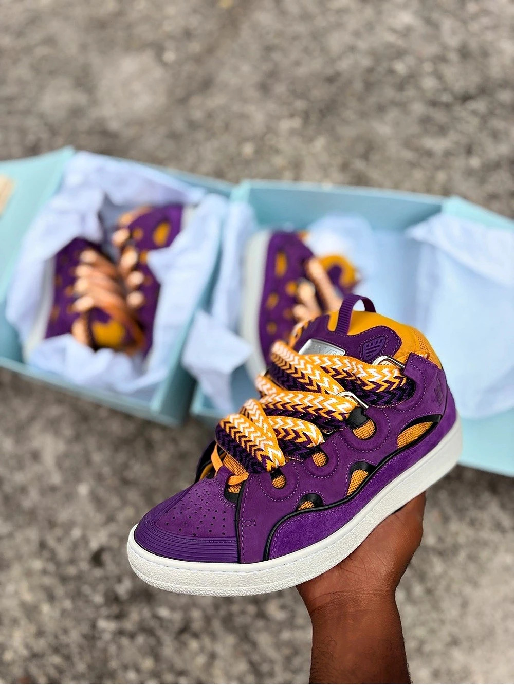 Lanvin Curb Sneaker Purple Yellow & Orange Sneakers